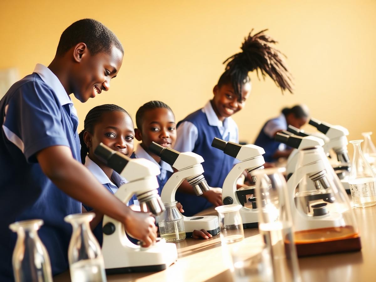 Students working in the science laboratory