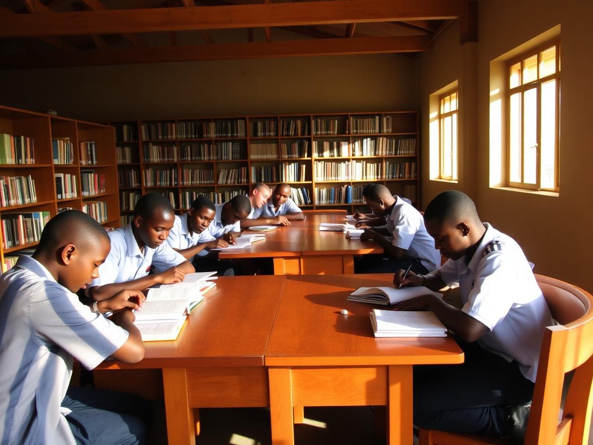 Students studying in the library